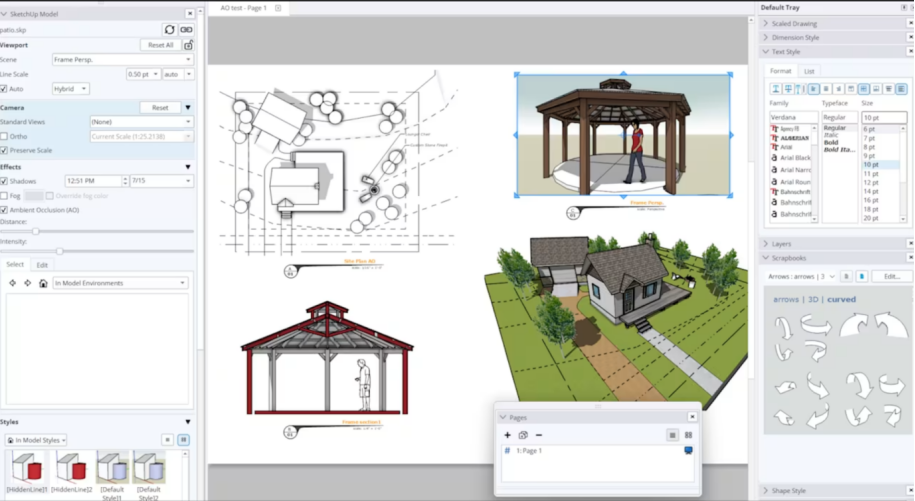 平面・断面と屋根形状を立体で確認するSketchUp操作例