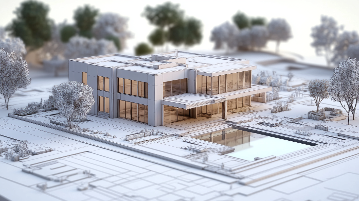 図面の上に建物の3Dモデルを重ねたイメージ